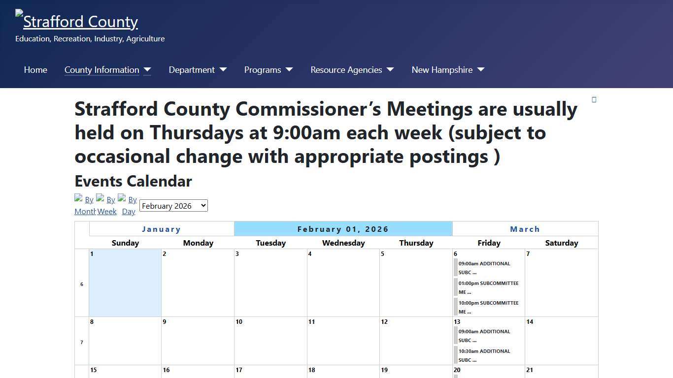 Strafford County Calendar